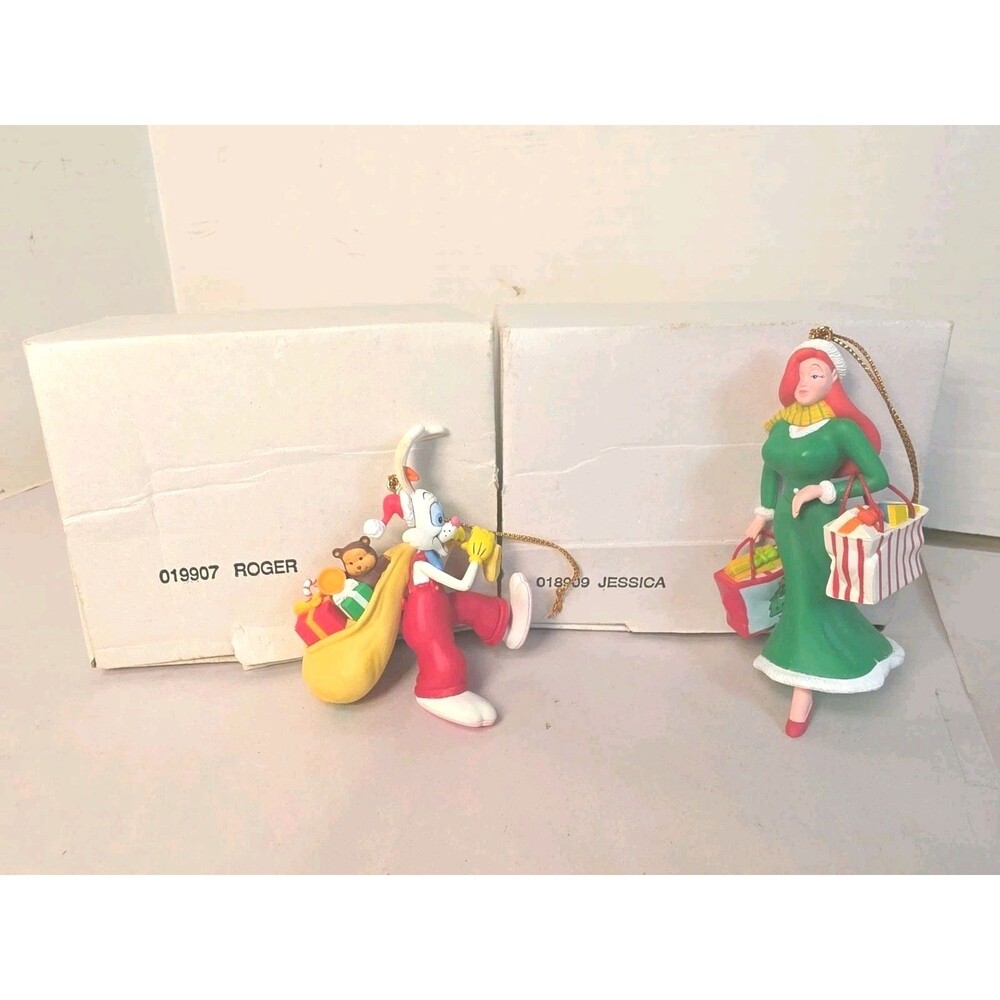Vintage Disney Grolier Disney Ornament Roger Rabbit & Jessica In Original Boxes